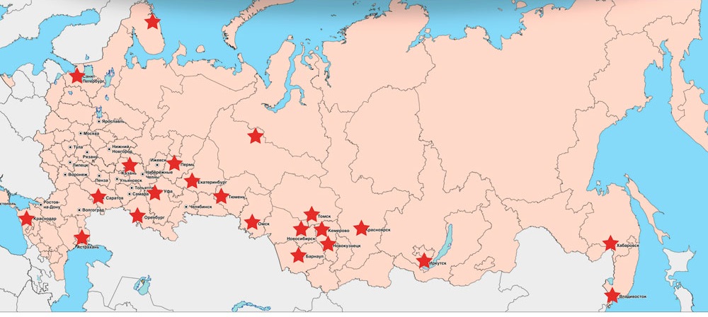 В каких регионах работал СоюзХолодУрал за 2018 год?